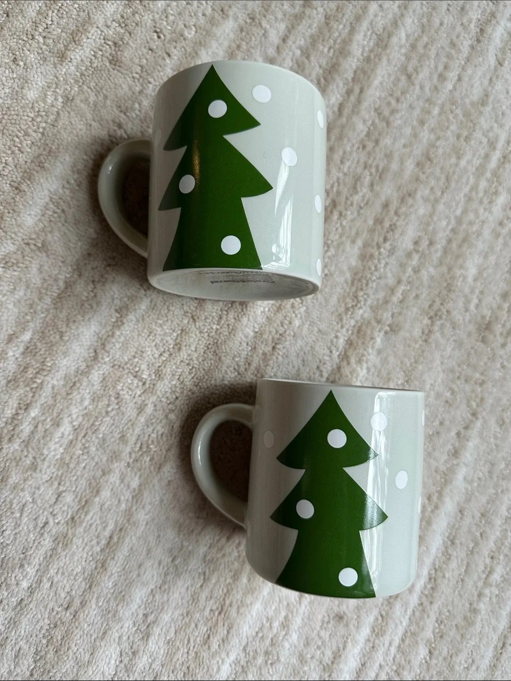 2 Crate & Barrel-Joan Anderson Childs Mug Winter Pine Tree Snowman Holiday